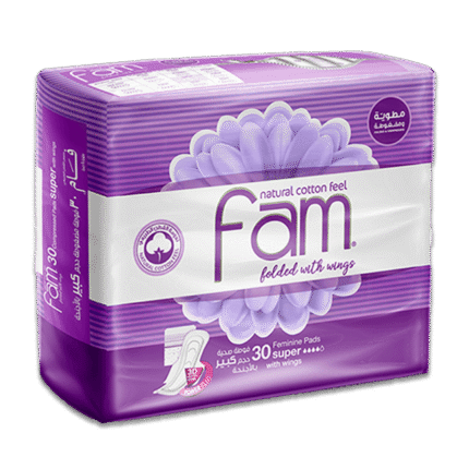 Fam natural cotton feel one step feminine pads (40 pads)